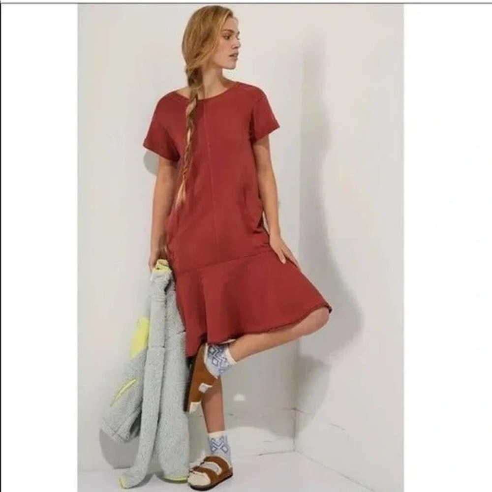 Anthropologie Joella Midi Dress Rust Red XS